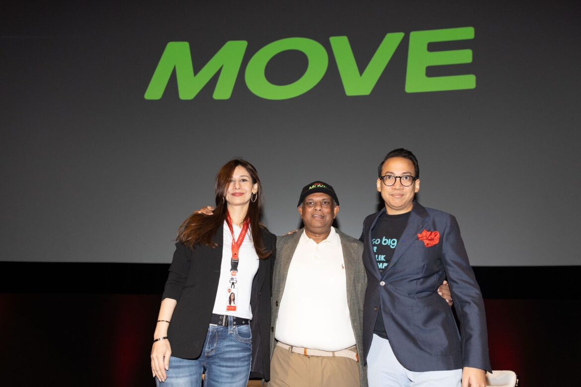 Capital A CEO and MOVE Executive Chairman Tony Fernandes (center) together with new airasia Move CEO Nadia Omer (left) and BigPay CEO Subin Rada Krishnan (right) during the big announcement in Kuala Lumpur, Malaysia.