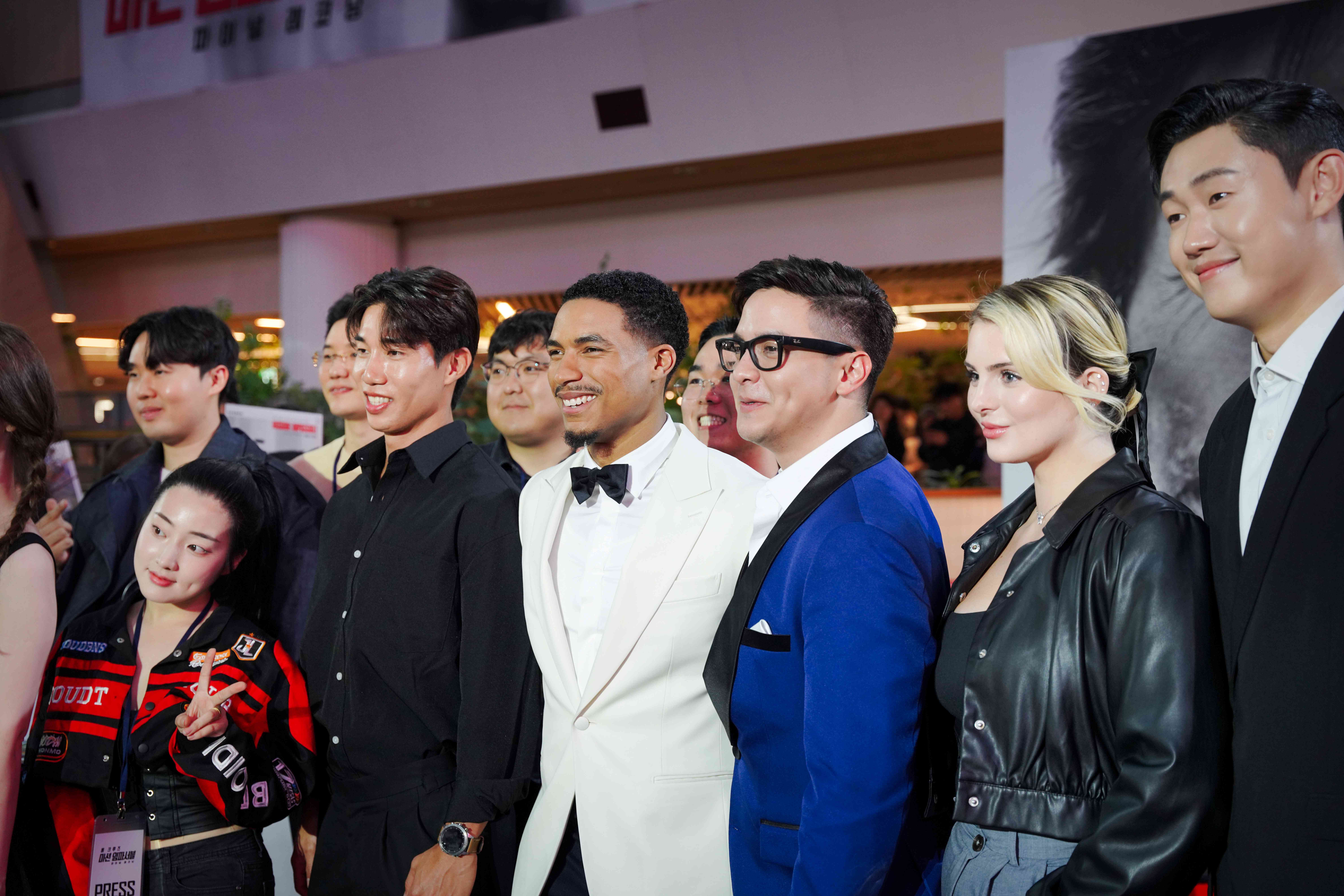Alden Richards was all smiles while standing beside Greg Tarzan Davis and his fellow VIP guests at the Seoul red carpet premiere of Mission: Impossible - The Final Reckoning on May 8. | Photo from Alden Richards / Sam Sanciangco