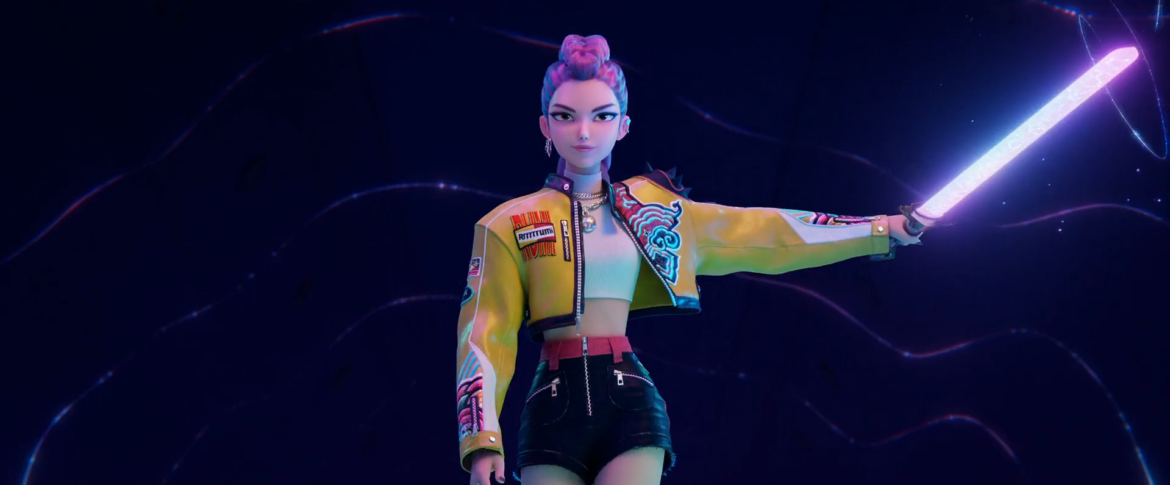 Rumi wielding a saingum | Photo from Netflix