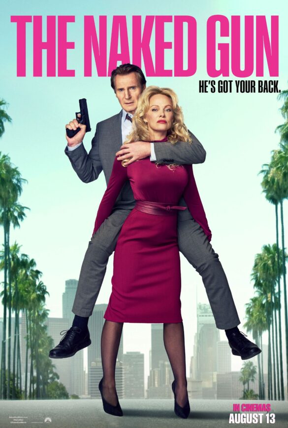 Liam Neeson and Anderson in The Naked Gun | Photo from Paramount Pictures