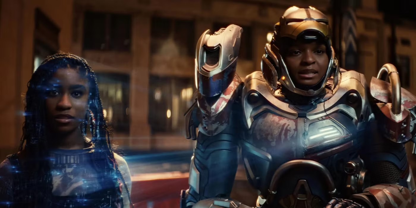 Riri Williams projecting N.A.T.A.L.I.E., an AI program modeled after her late best friend | Still from Marvel Studios